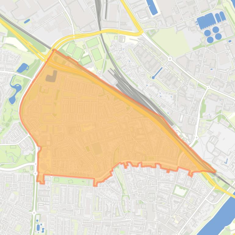 Kaart van de wijk Blerick-Noord.