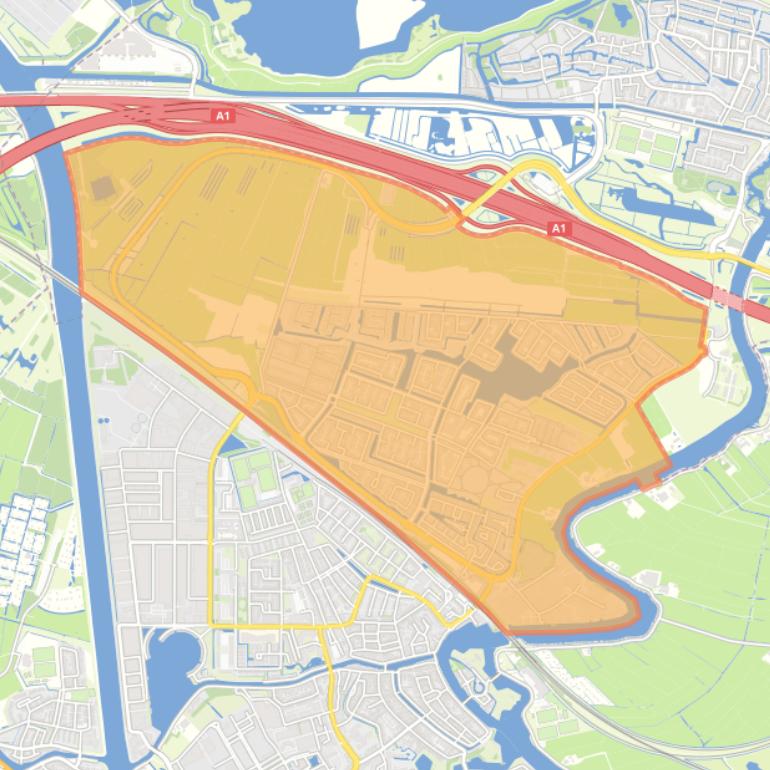 Kaart van de wijk Bloemendalerpolder.