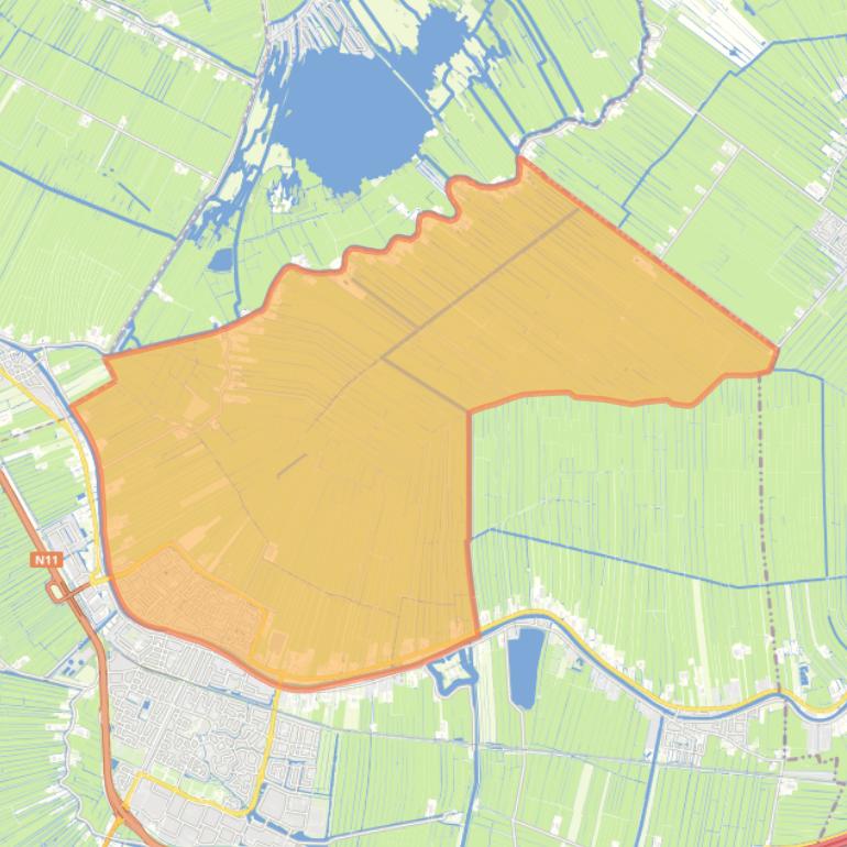 Kaart van de wijk Bodegraven-Noord.