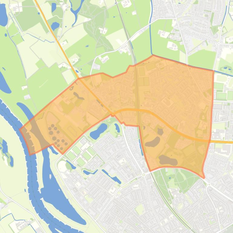 Kaart van de wijk Borgele en Platvoet.