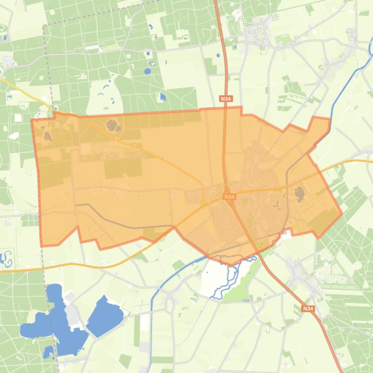 Kaart van de wijk Borger.