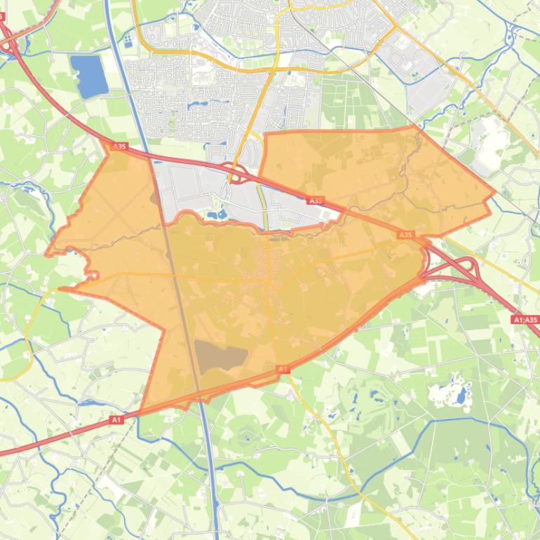 Kaart van de wijk Bornerbroek.