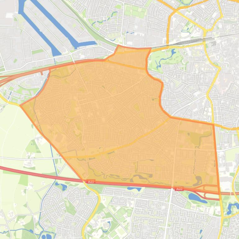Kaart van de wijk Boswinkel - Stadsveld.