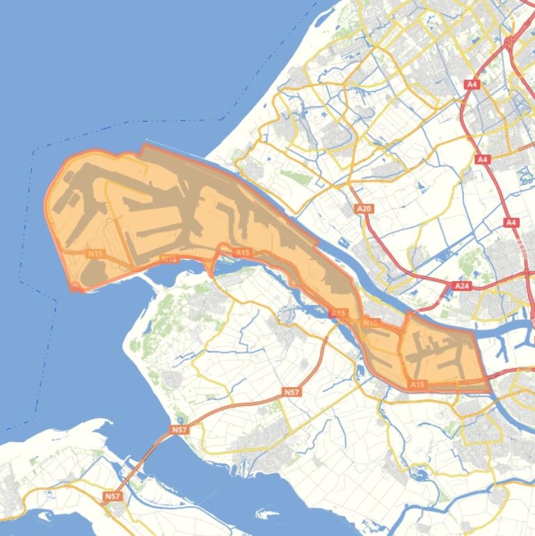 Kaart van de wijk Botlek-Europoort-Maasvlakte.