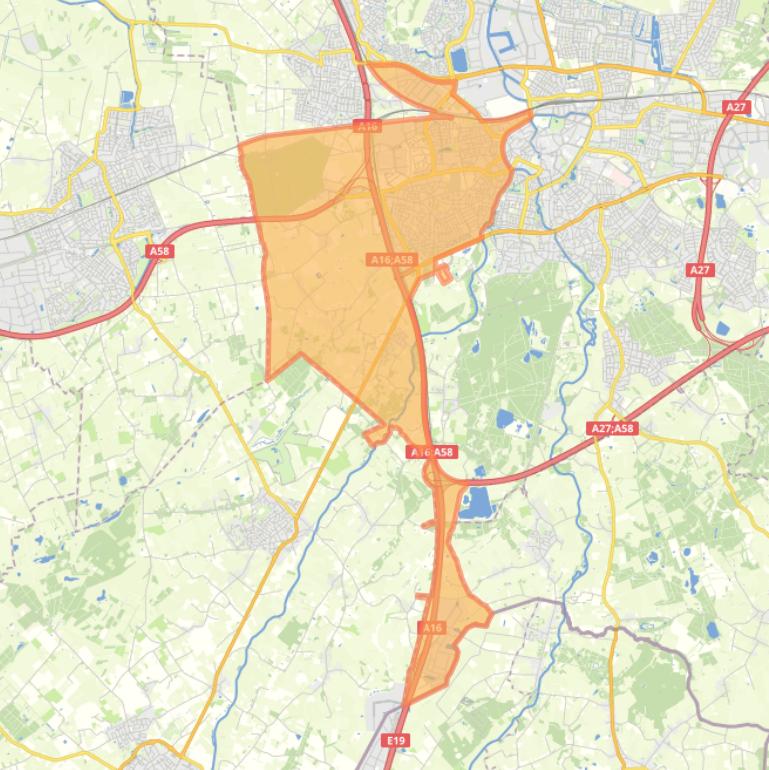 Kaart van de wijk Breda west.