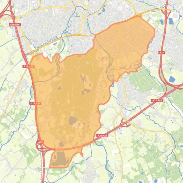 Kaart van de wijk Breda zuid-oost.