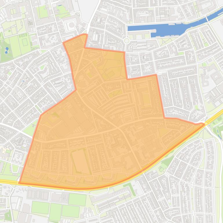 Kaart van de wijk Broekhoven.