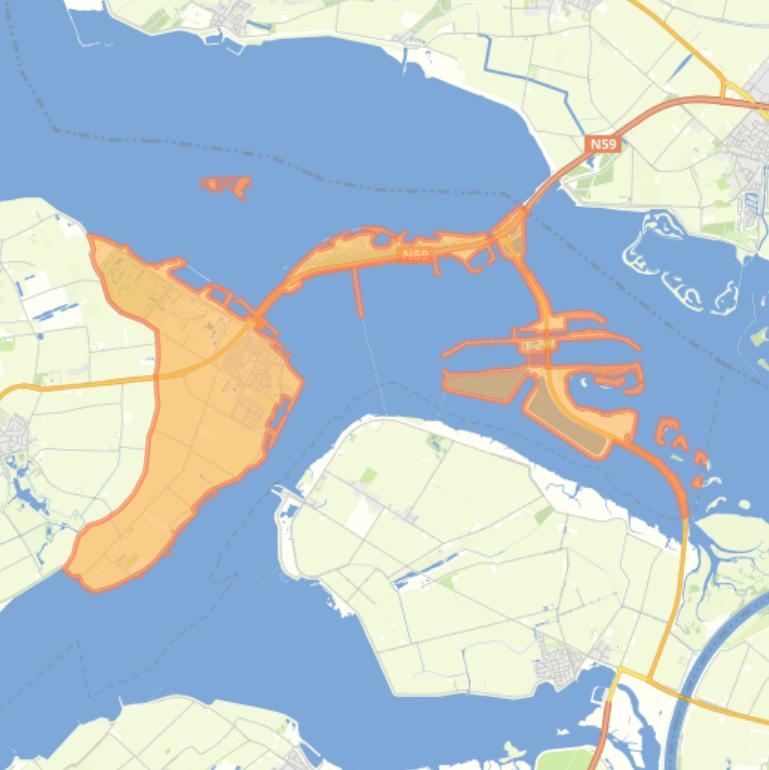 Kaart van de wijk Bruinisse.