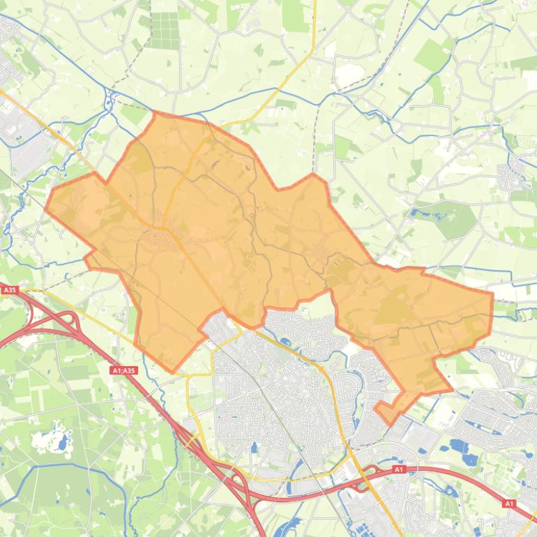 Kaart van de wijk Buitengebied Borne.