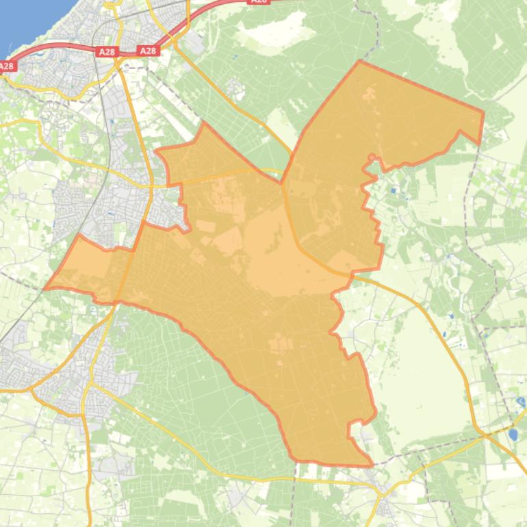 Kaart van de wijk Buitengebied midden.