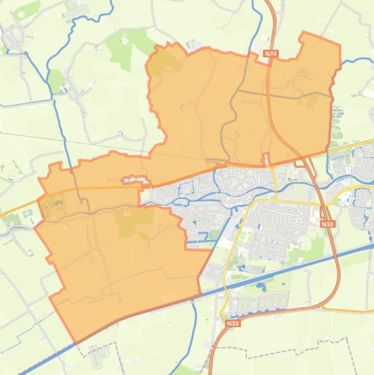Kaart van de wijk Buitengebied Noord-Appingedam.