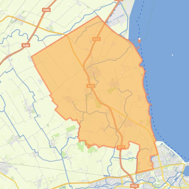 Kaart van de wijk Buitengebied Noord-Bierum.