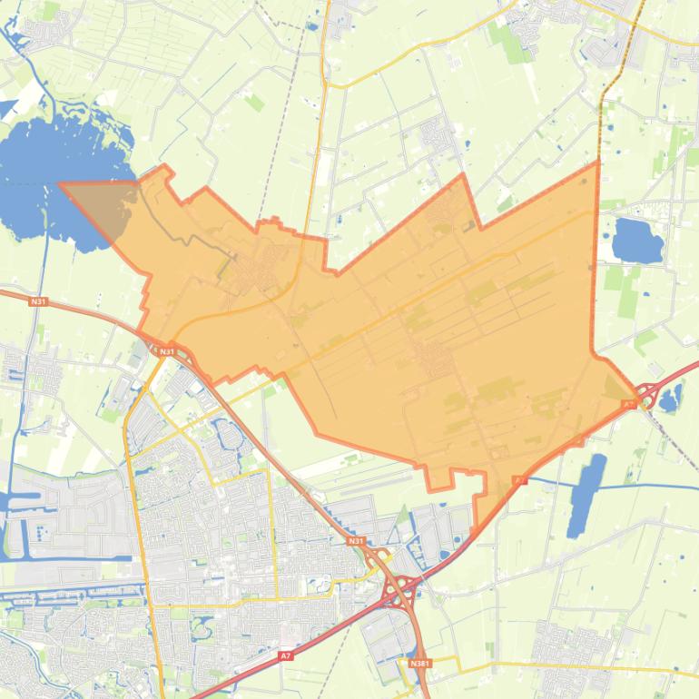 Kaart van de wijk Buitengebied Oost.