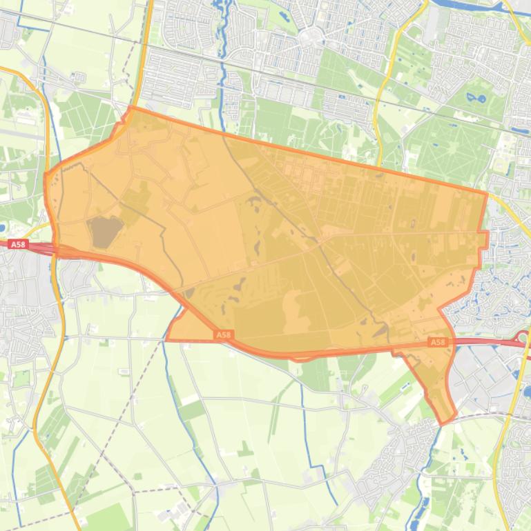 Kaart van de wijk Buitengebied Tilburg Zuid-West.