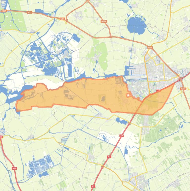 Kaart van de wijk Buitengebied West.