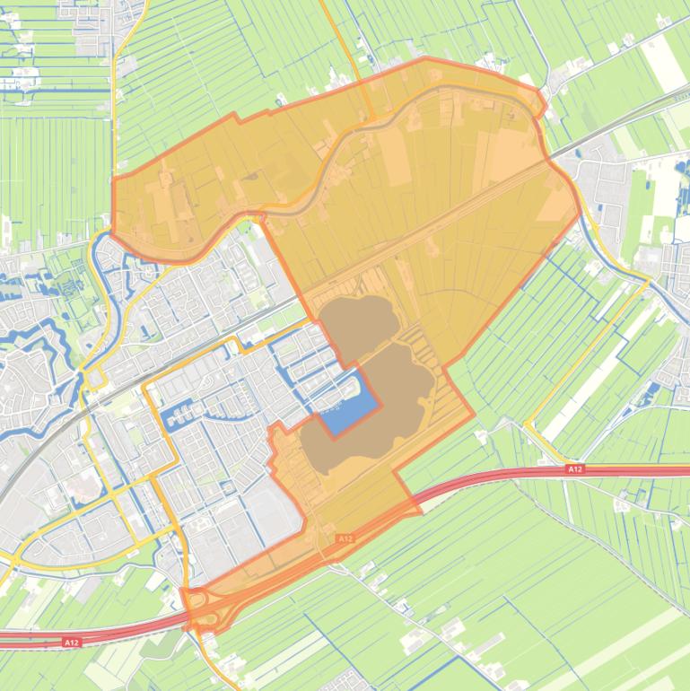 Kaart van de wijk Buitengebied Woerden-Oost.