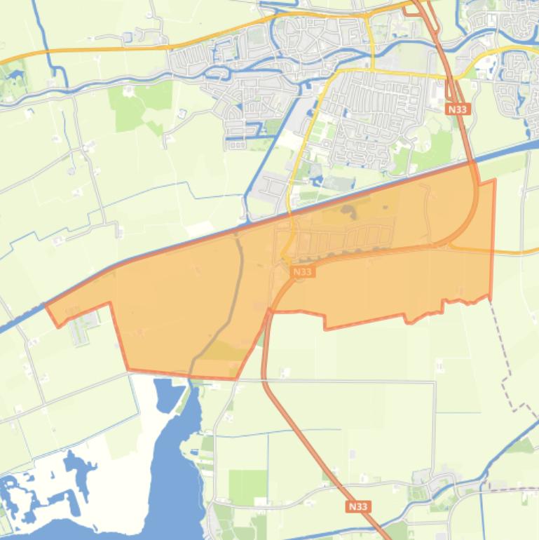 Kaart van de wijk Buitengebied Zuid-Appingedam.