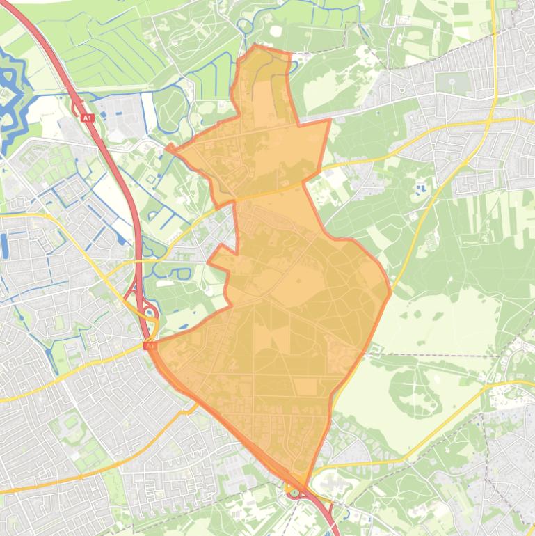 Kaart van de Buitenwijken.