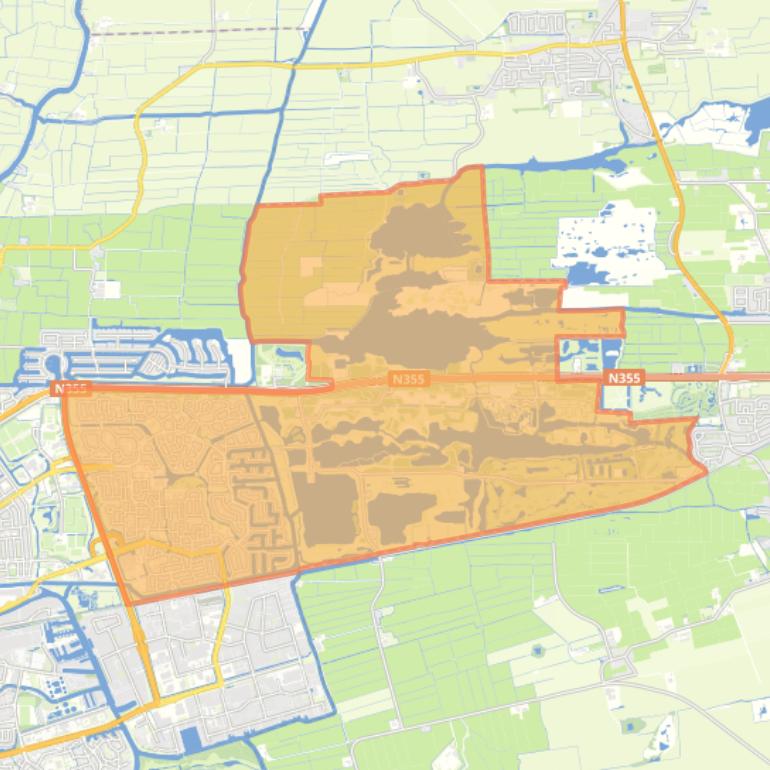 Kaart van de wijk Camminghaburen en omgeving.