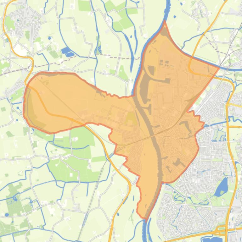 Kaart van de wijk Centrum - De Hoven.