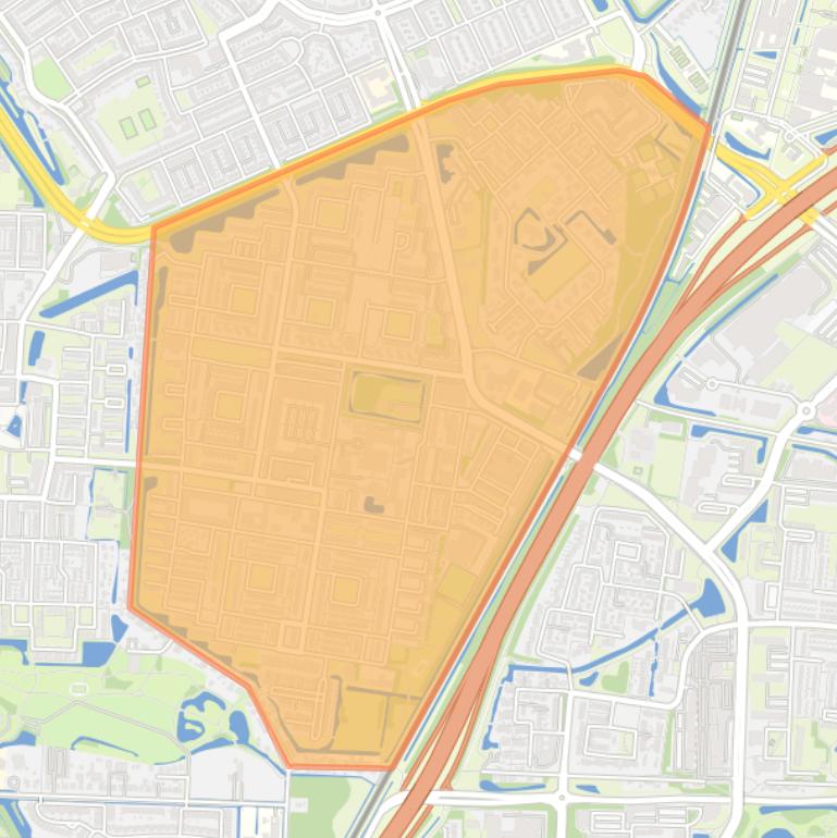 Kaart van de wijk Crabbehof/Zuidhoven.