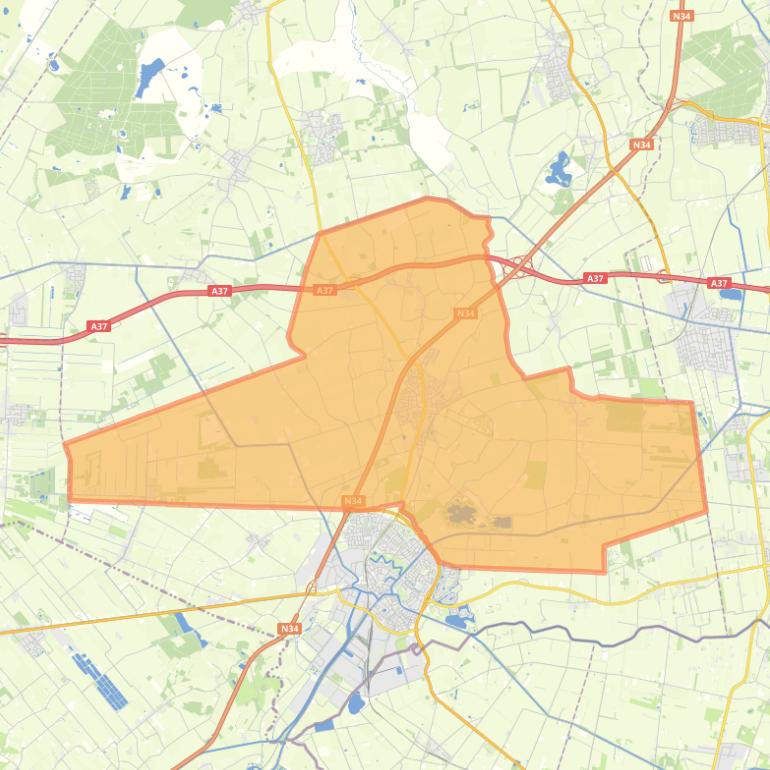 Kaart van de wijk Dalen.