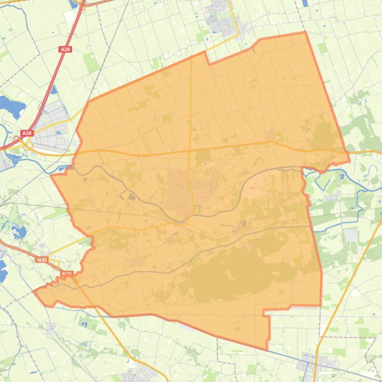 Kaart van de wijk Dalfsen.