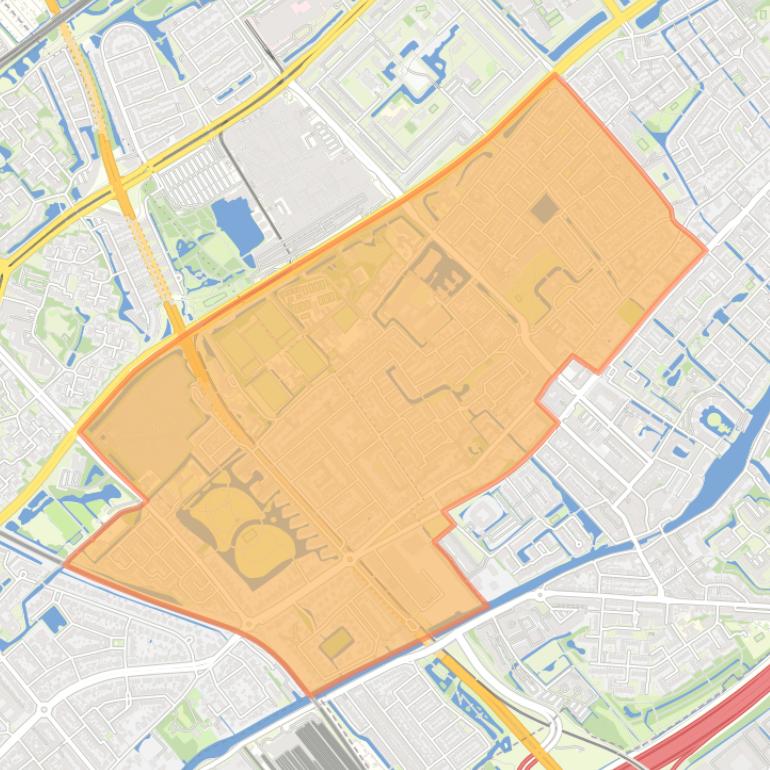 Kaart van de wijk Damsigt en omgeving.