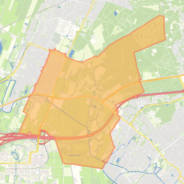 Kaart van de wijk De Bilt Oost.
