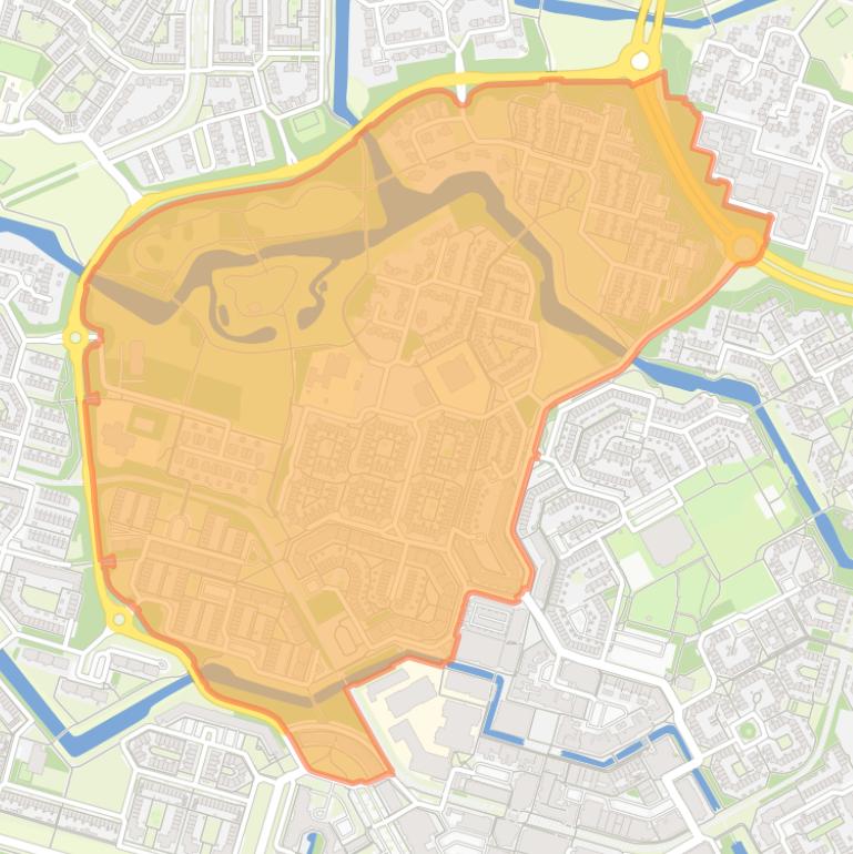 Kaart van de wijk De Hoven.