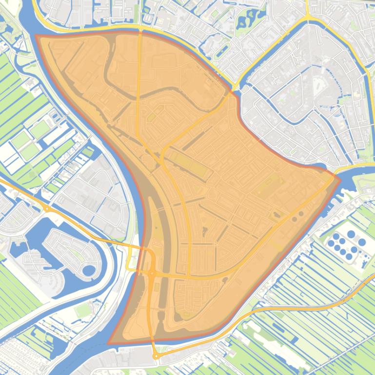 Kaart van de wijk De Korte Akkeren.