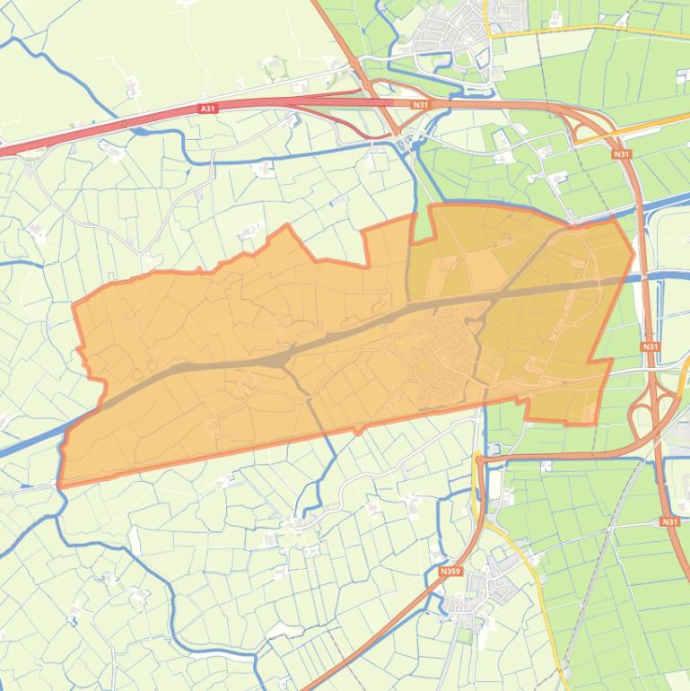 Kaart van de wijk Deinum.