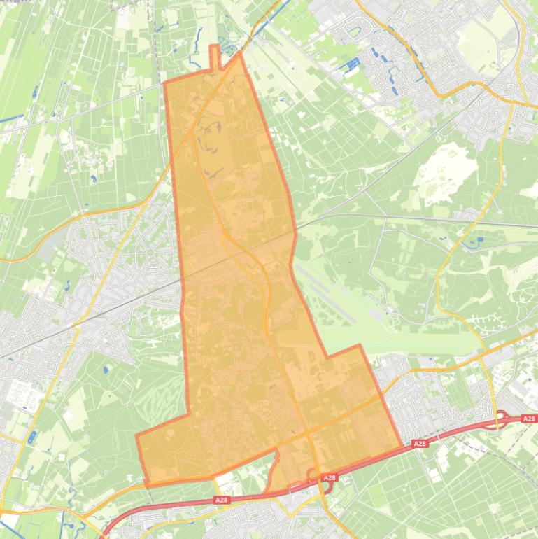 Kaart van de wijk Den Dolder en omgeving.