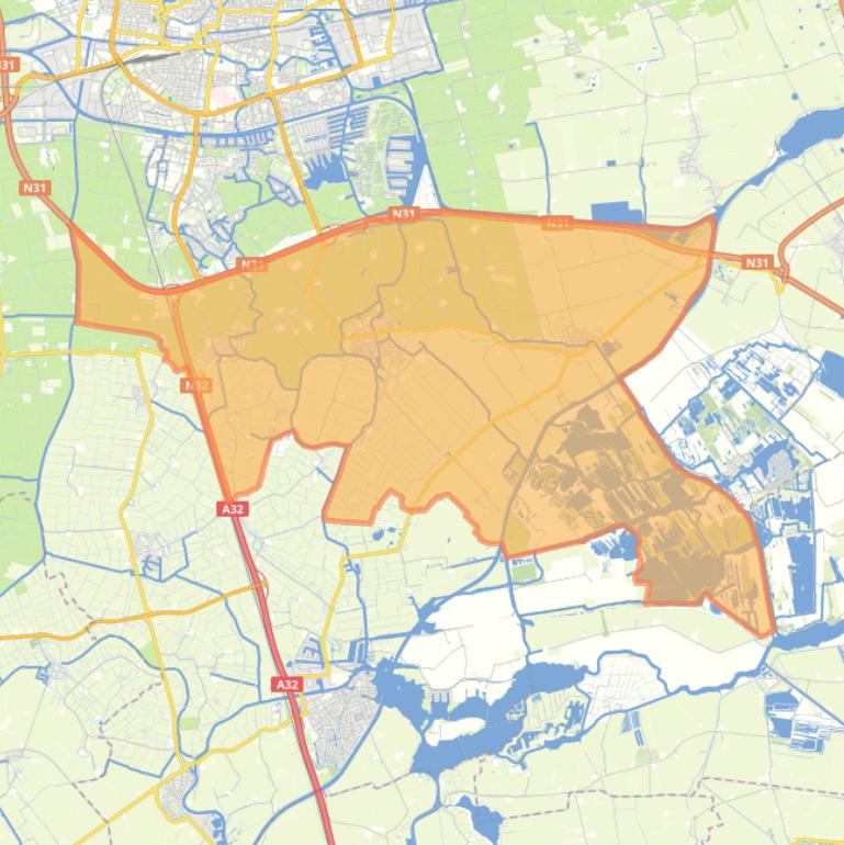 Kaart van de wijk Dorpen Zuid-Oost.