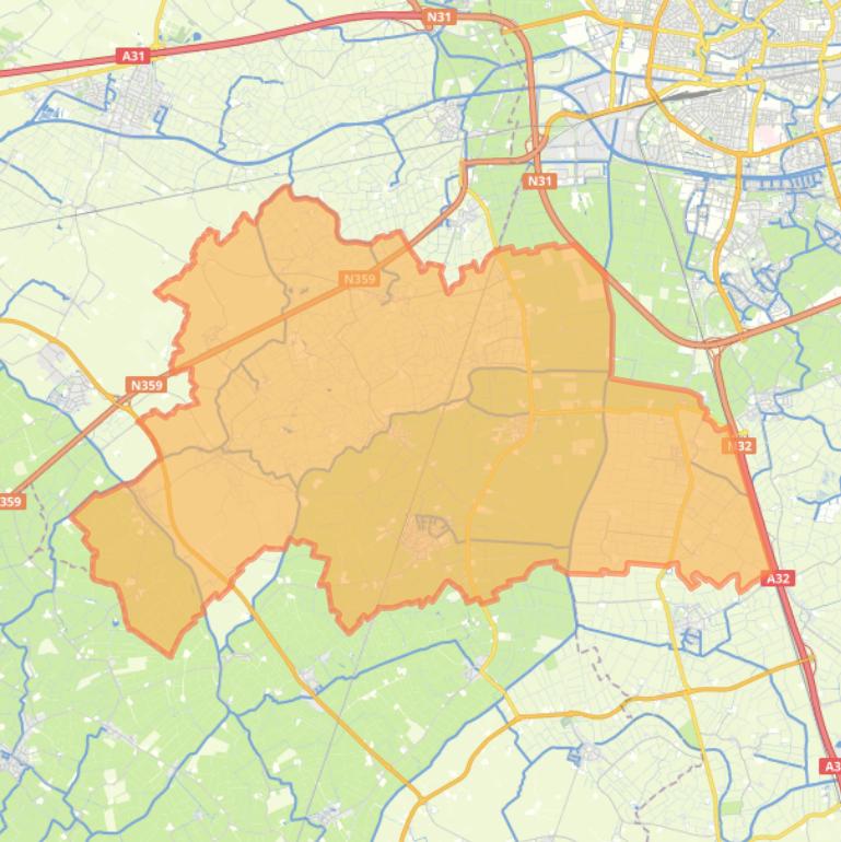 Kaart van de wijk Dorpen Zuid-West.