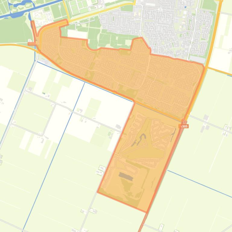 Kaart van de wijk Dronten Zuid.