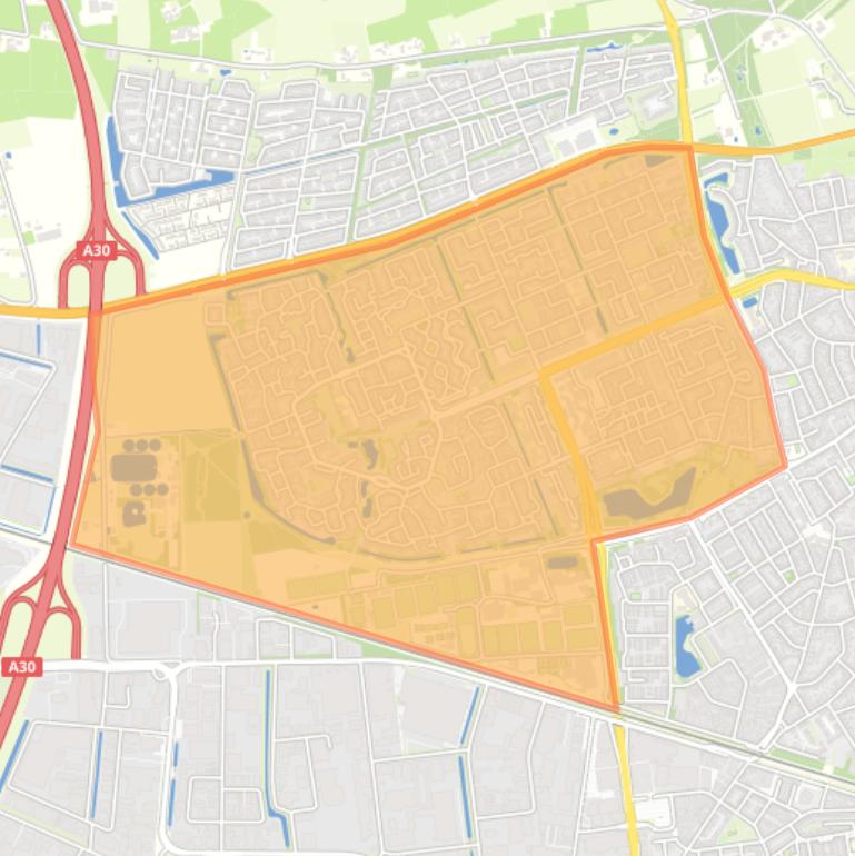 Kaart van de wijk Ede-Veldhuizen.