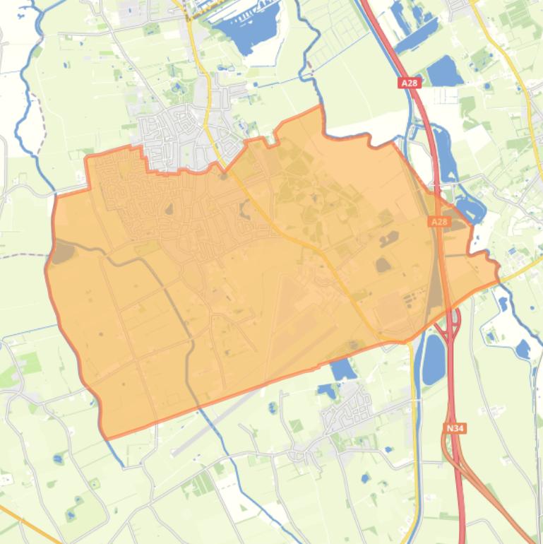 Kaart van de wijk Eelde.