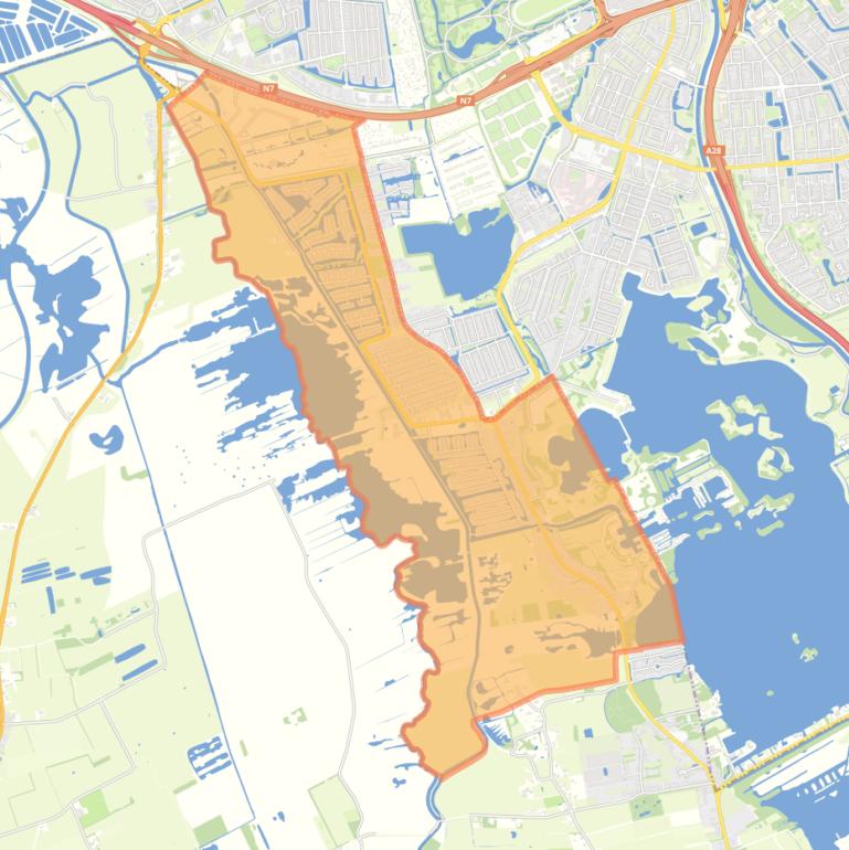 Kaart van de wijk Eelderwolde.