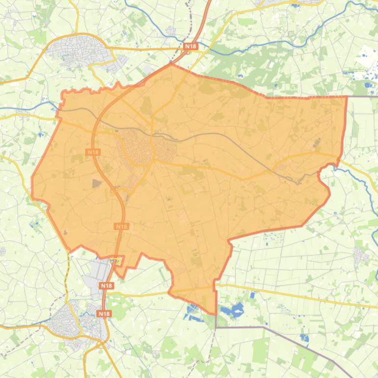 Kaart van de wijk Eibergen.