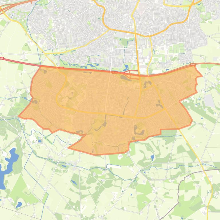 Kaart van de wijk Enschede-Zuid.