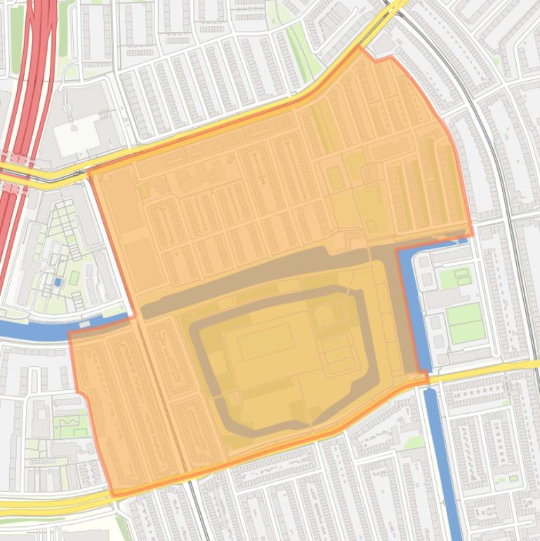 Kaart van de wijk Erasmuspark.