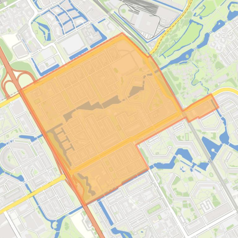 Kaart van de wijk Ganzenhoef en omgeving.