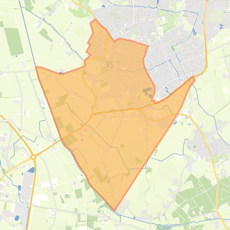 Kaart van de wijk Gemert-Centrum.