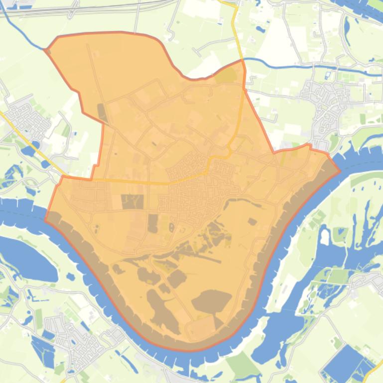 Kaart van de wijk Gendt.