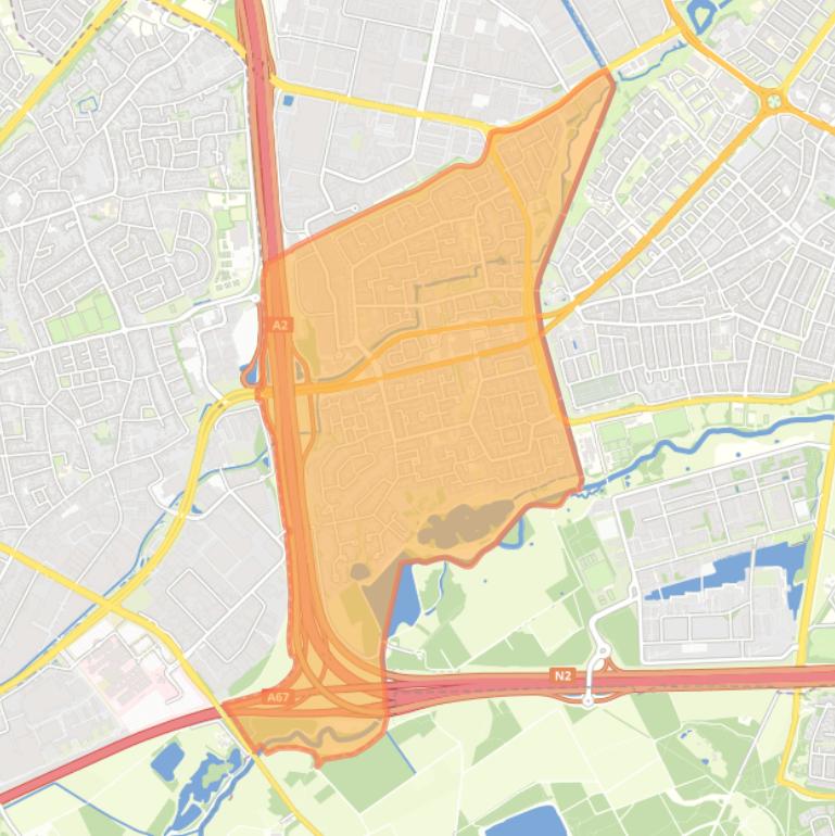 Kaart van de wijk Gestelse Ontginning.