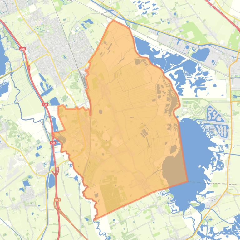 Kaart van de wijk Glimmen-Onnen-Noordlaren.