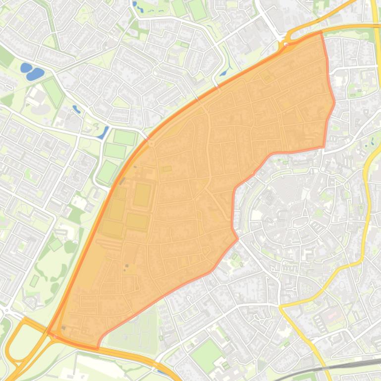 Kaart van de wijk Glinde-Hooiland.