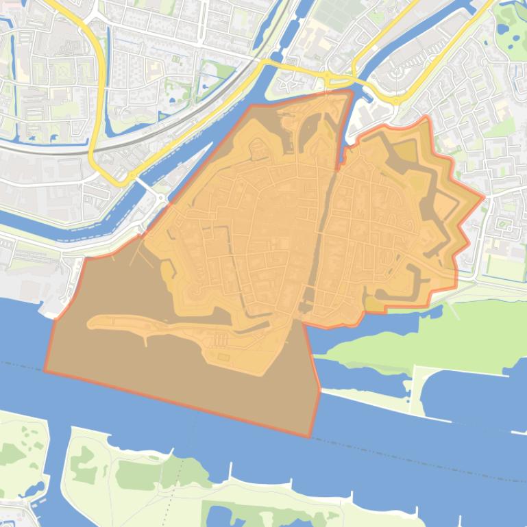 Kaart van de wijk Gorinchem binnenstad.