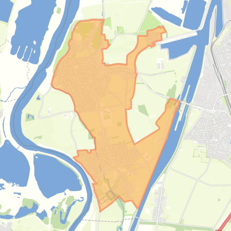 Kaart van de wijk Grevenbicht en Obbicht.